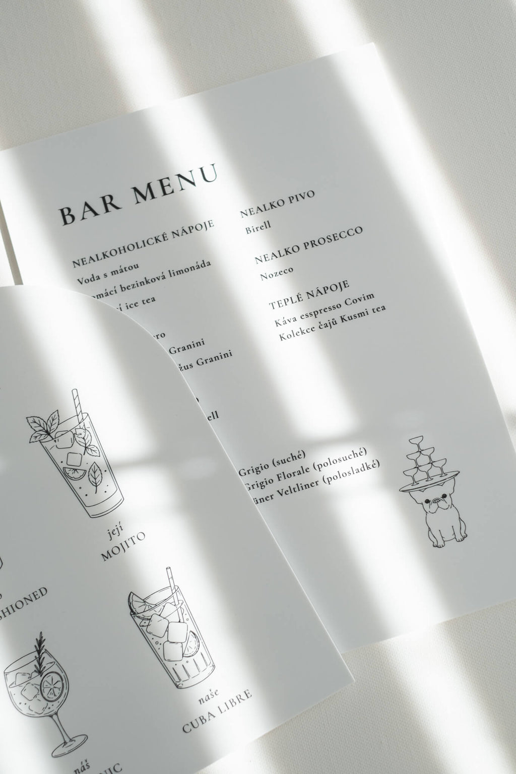 Bar menu oblouk, svatební MY DVA