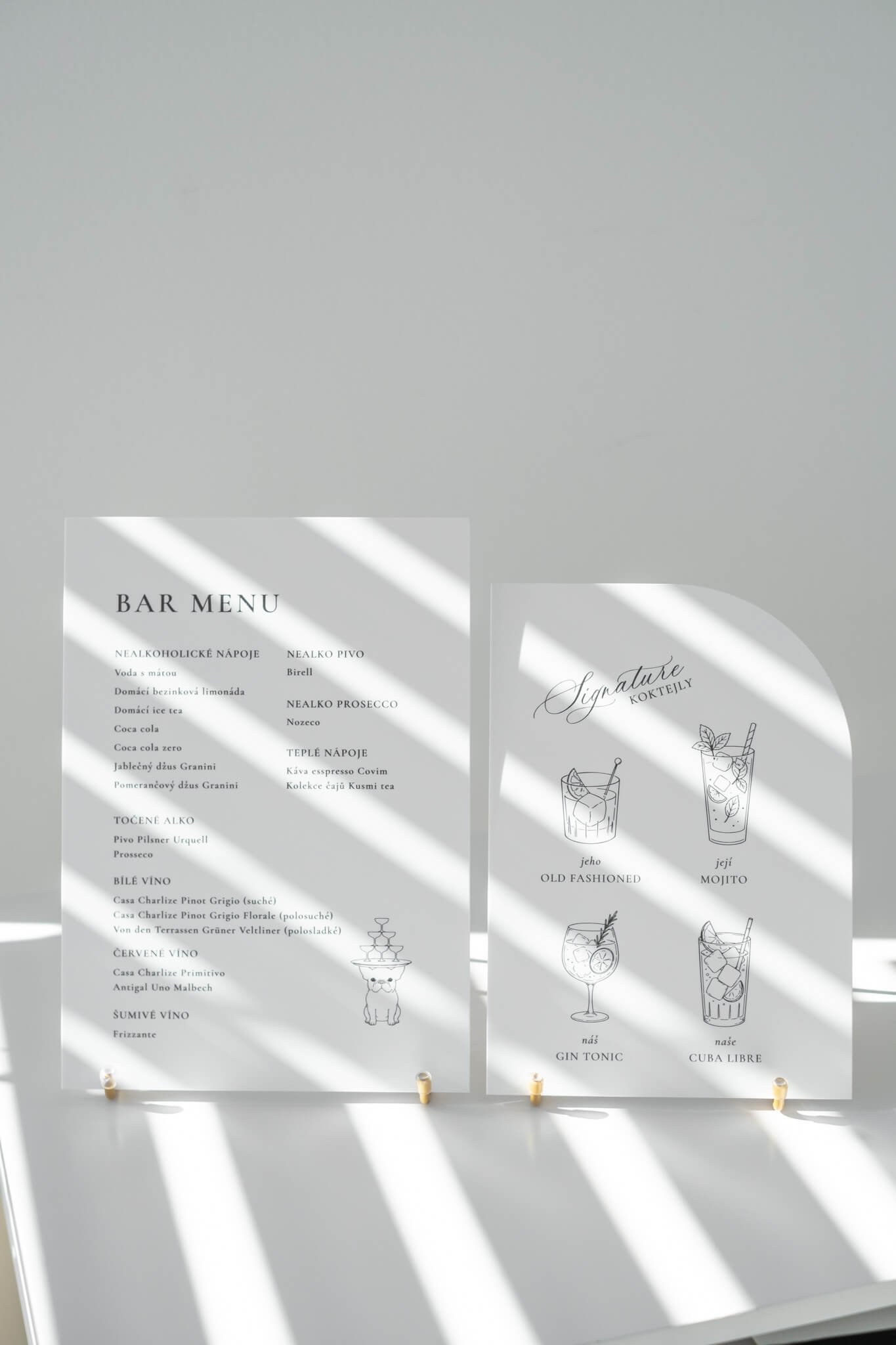 Svatební bar menu MY DVA